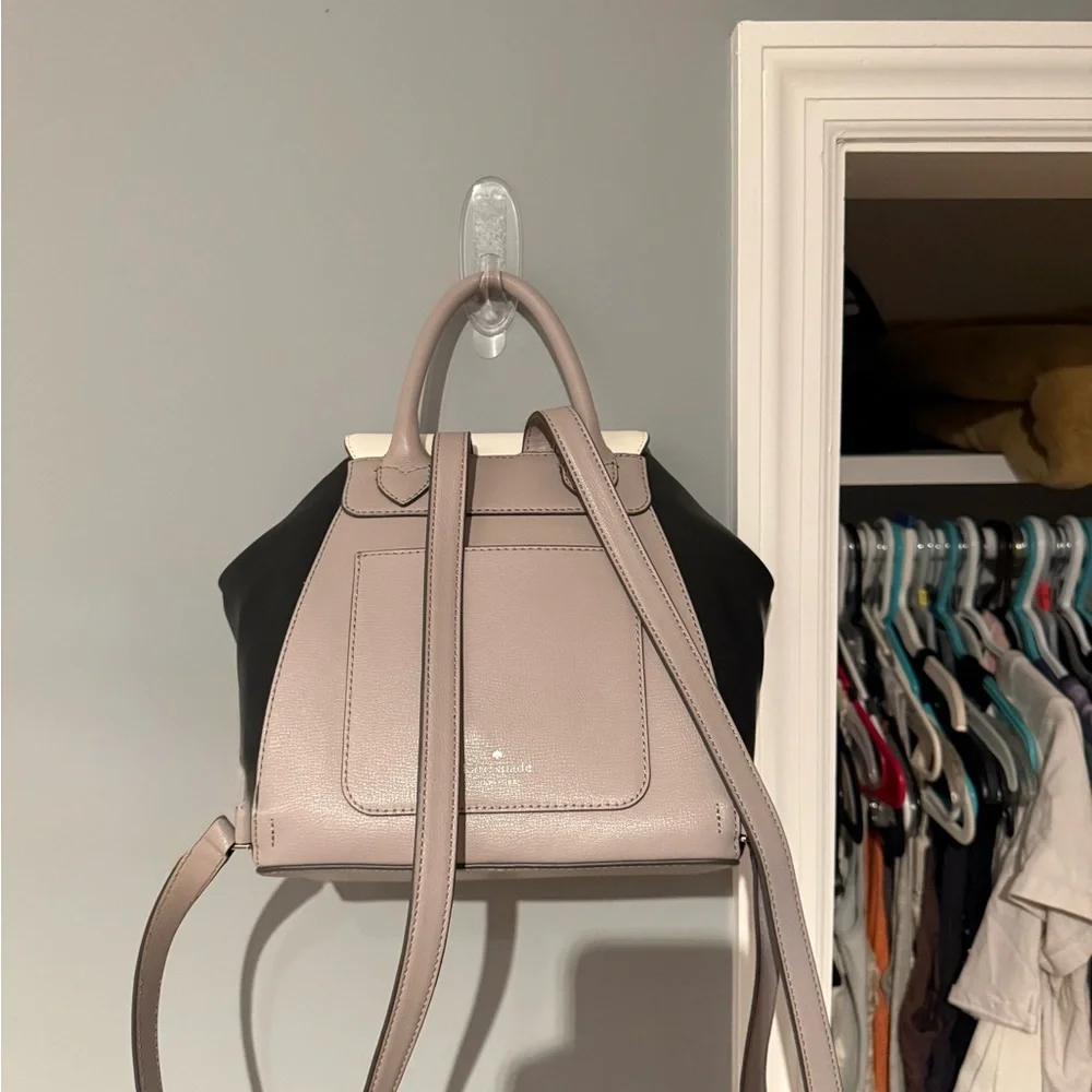 KATE SPADE ADEL MEDIUM FLAP BACKPACK — Three-Tone Leather- Cream,Taupe,Black - Picture 2 of 14